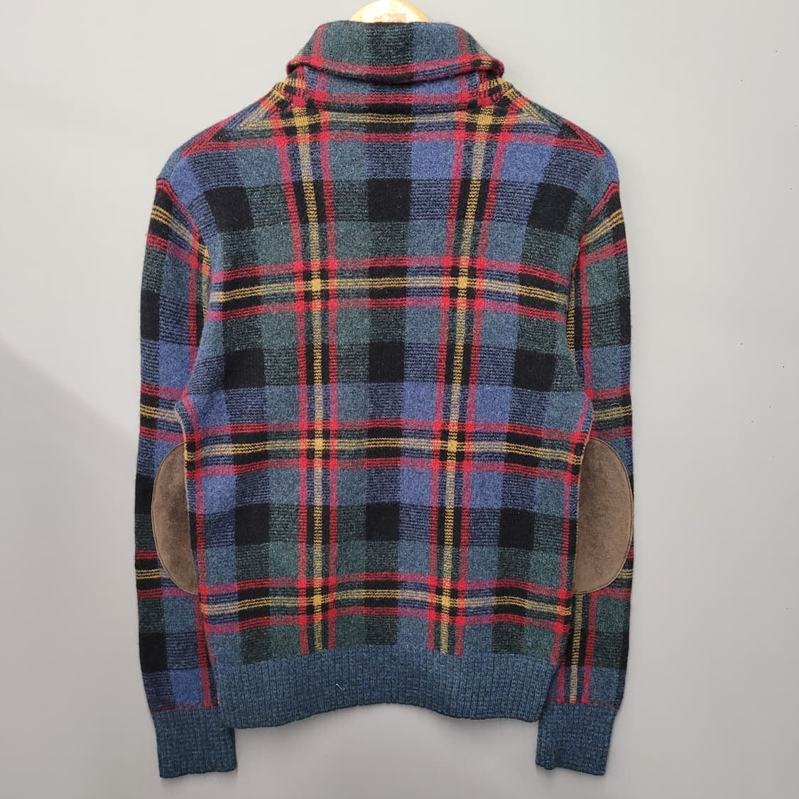 폴로랄프로렌 엘보 패치 숄카라 타탄 울 스웨터 니트 상품이미지2