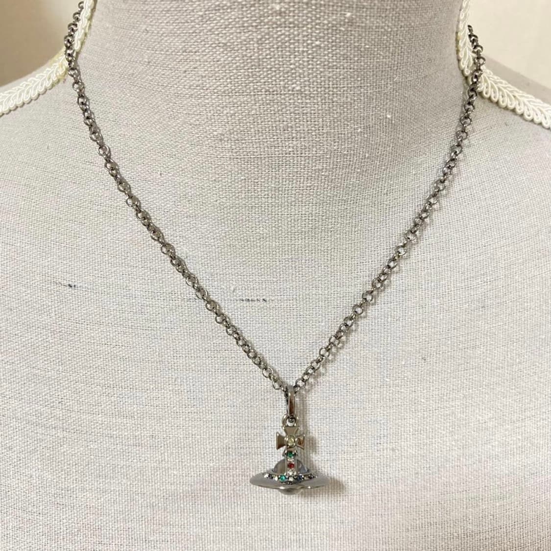 비비안 웨스트우드 실버 크리스탈 3d orb펜던트 체인 목걸이(새상품) 상품이미지6