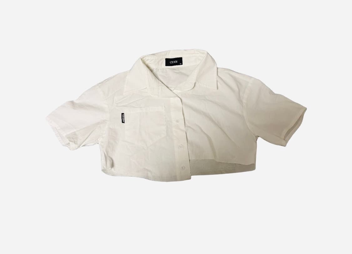 CIDER 샵사이다 크롭 반팔 셔츠 화이트 상품이미지1