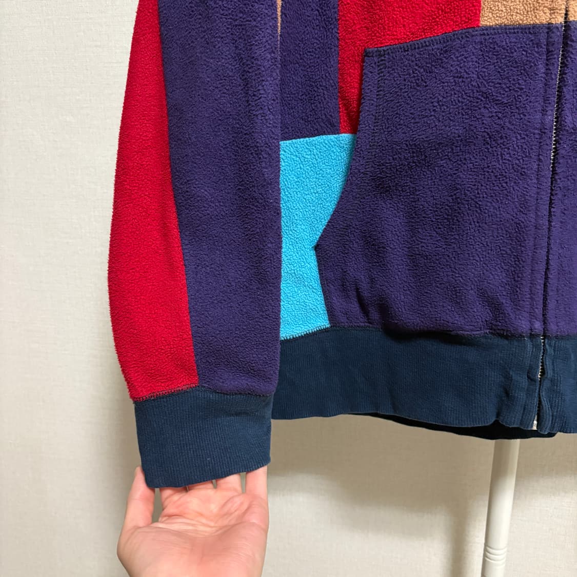 고슬로우카라반 크레이지 패치워크 플리스 후드집업 / L 상품이미지6