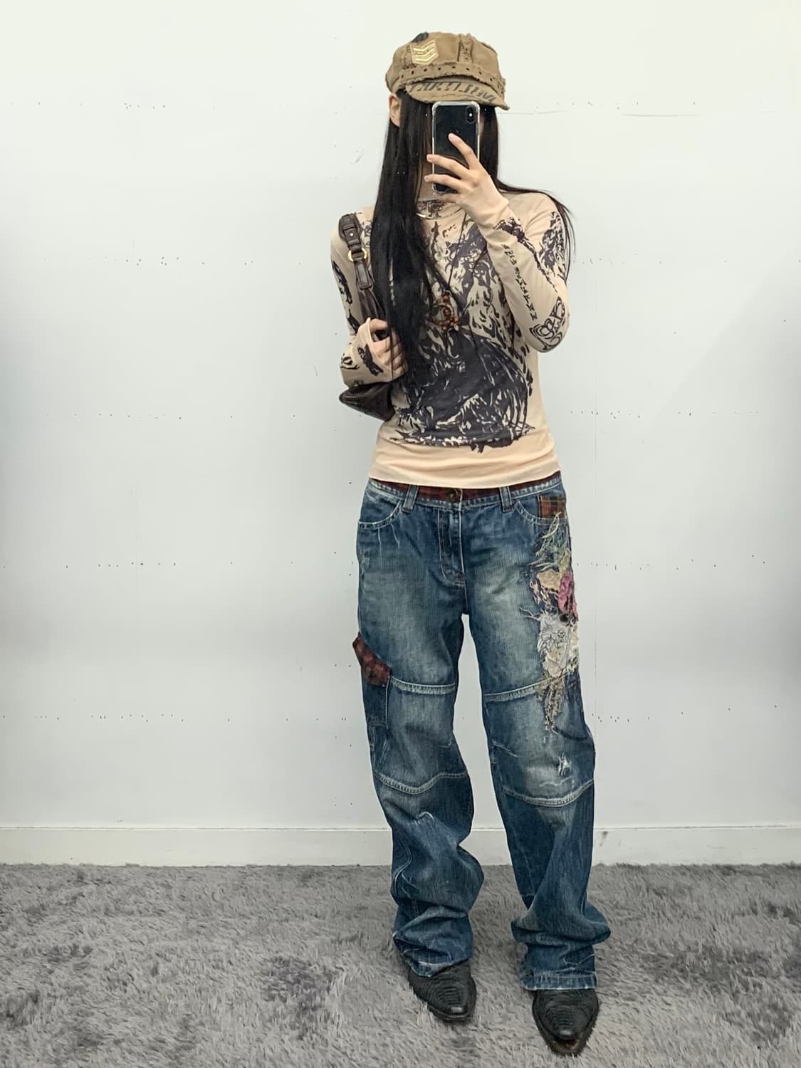 엔젤 프린팅 시스루 롱슬리브 상품이미지1