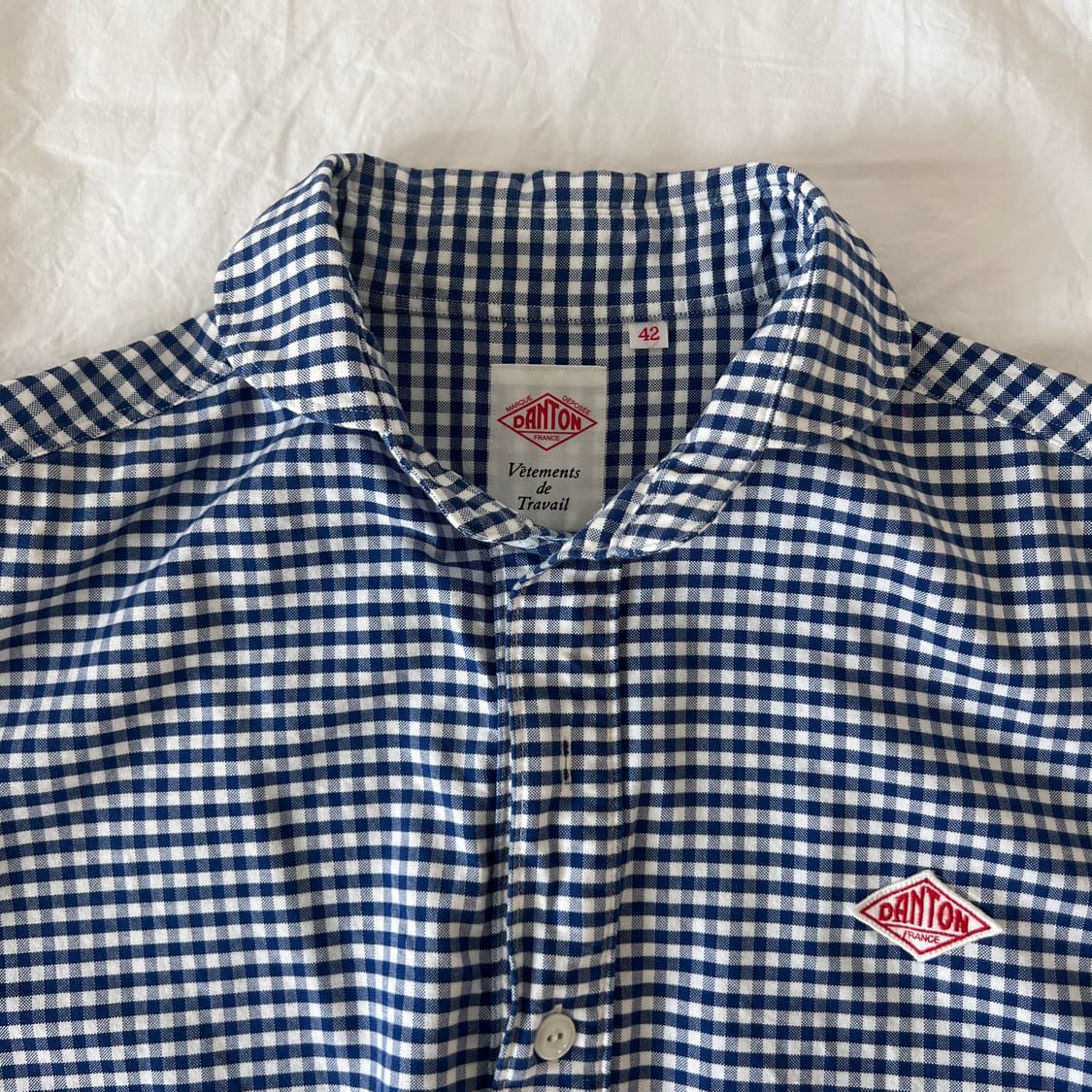 DANTON 블루 체크 반팔 셔츠 42 상품이미지2