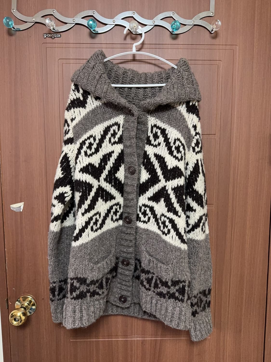 모리걸 하구미 일본 빈티지 코위찬 패턴 니트 가디건 상품이미지1