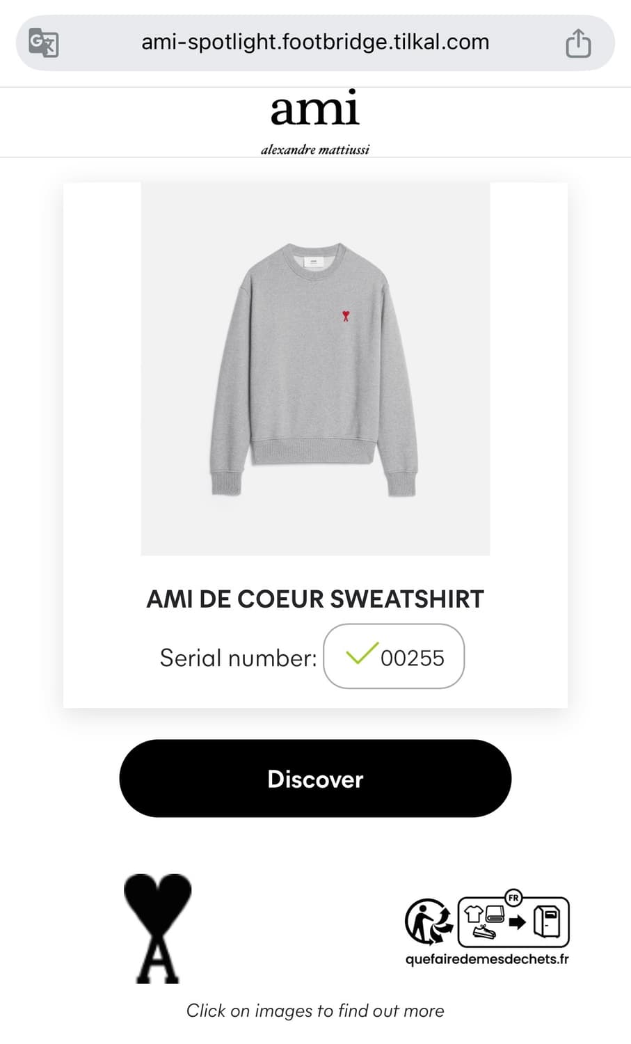 큐알정품) 아미 하트로고 맨투맨 스웻셔츠 그레이 상품이미지2