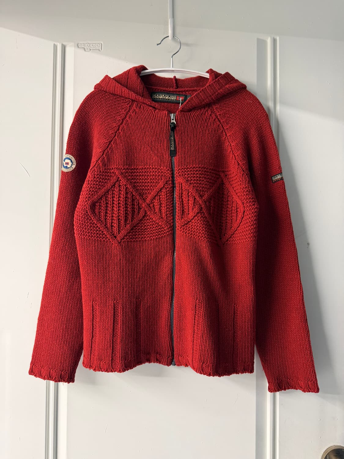 이태리 브릭레드 후드집업 니트 스웨터 상품이미지5