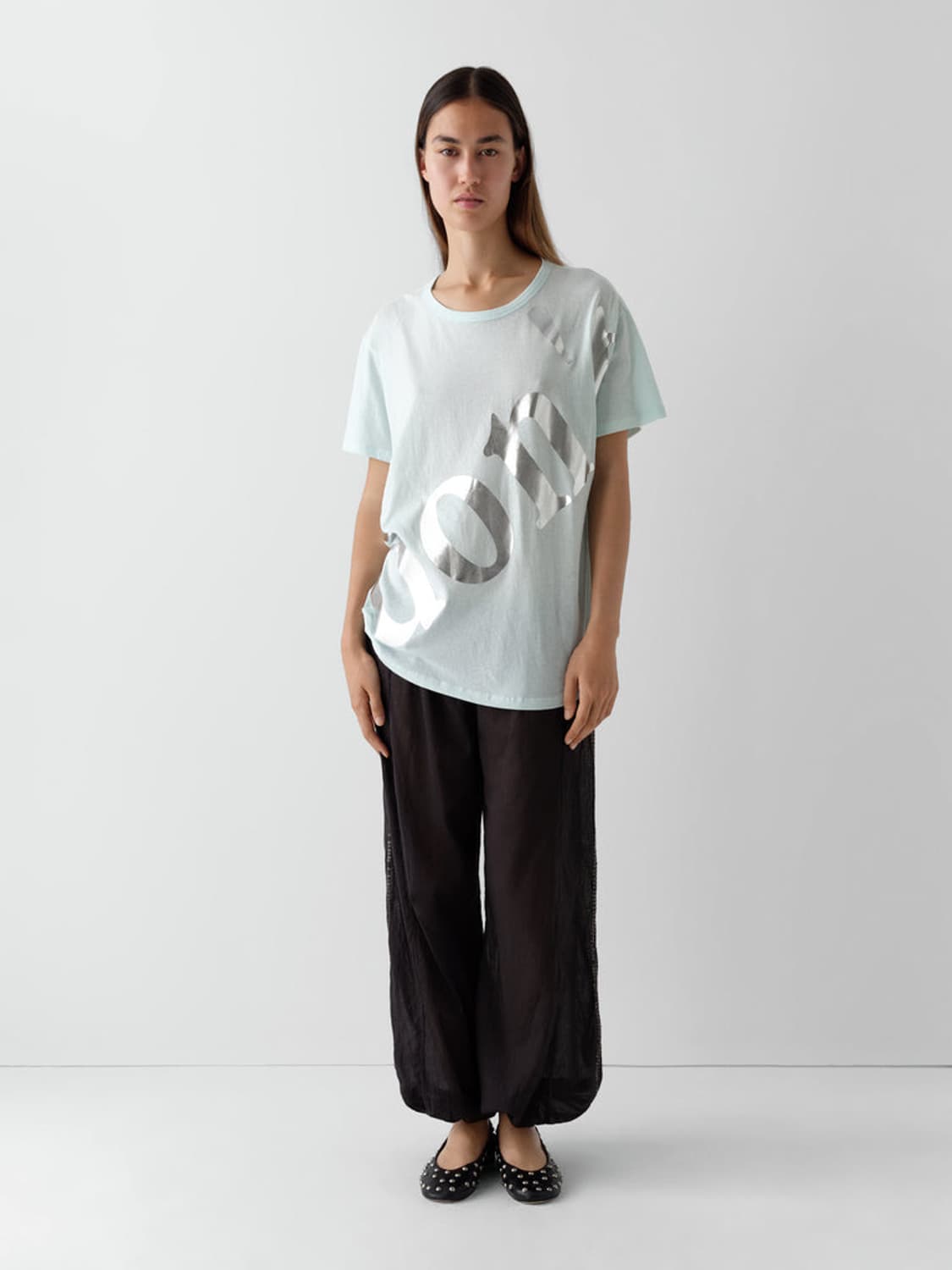 [XS,S]기마구아스 Don't 레터링 탑/블루 상품이미지3