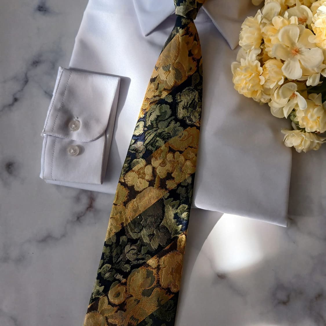 세루티 실크 그린 플라워 자카드 넥타이 9.3cm A등급 A19224
 상품이미지4