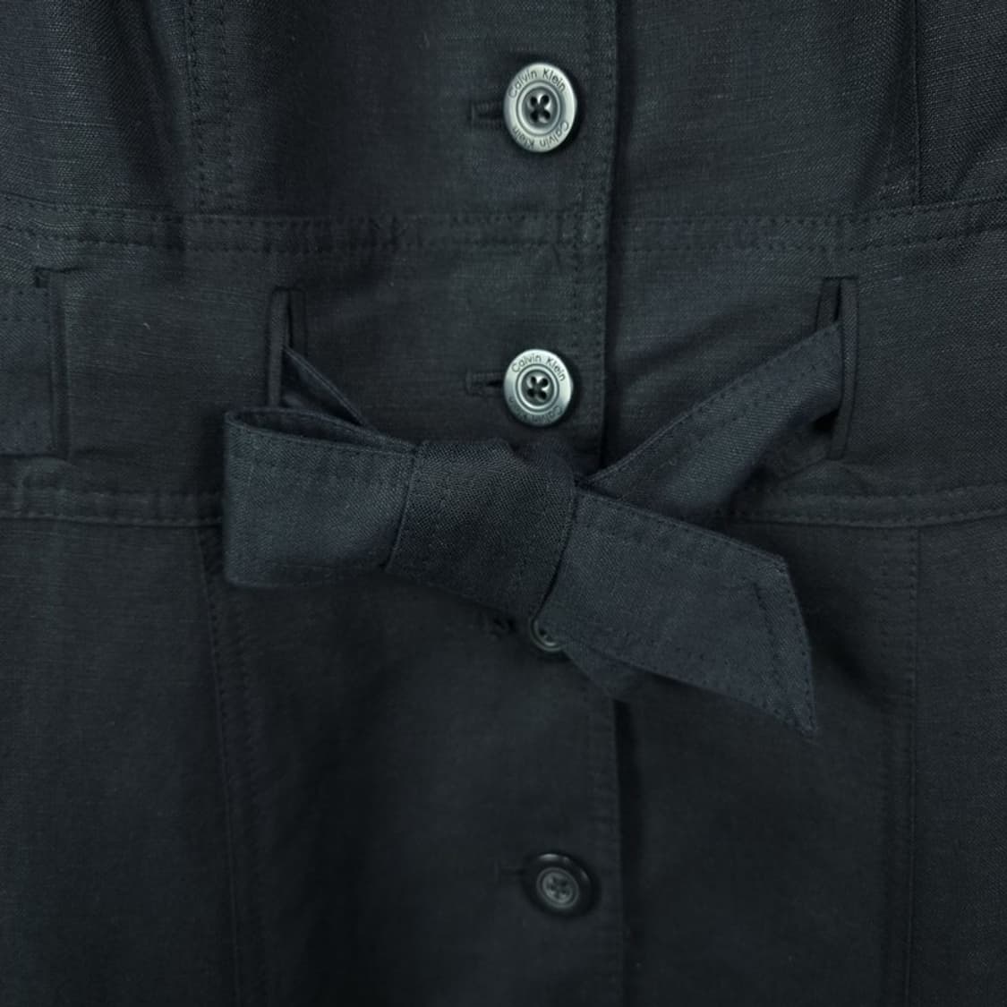 [캘빈클라인] 린넨 반팔 롱 원피스 블랙 M19493 상품이미지6