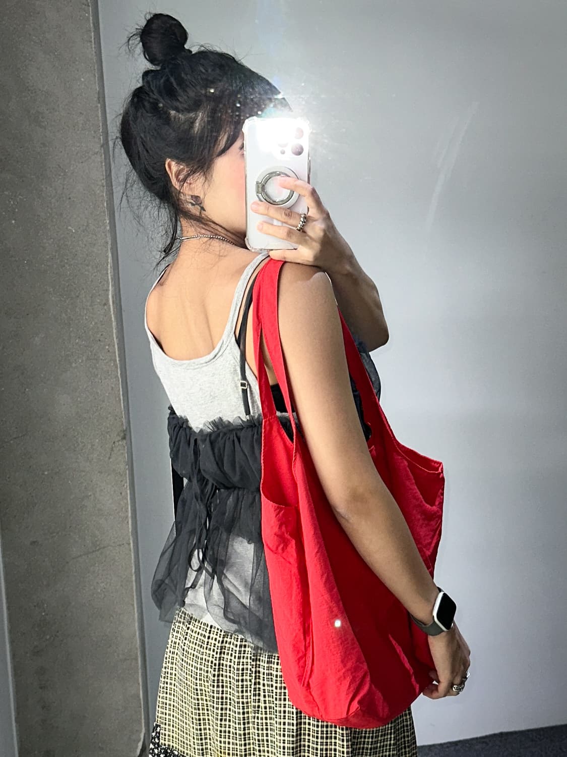 charcoal mesh frill layered top 상품이미지6