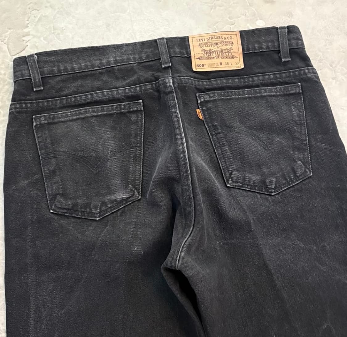 [36/32] 90s USA 리바이스 505 오렌지 탭 블랙 흑청 상품이미지7
