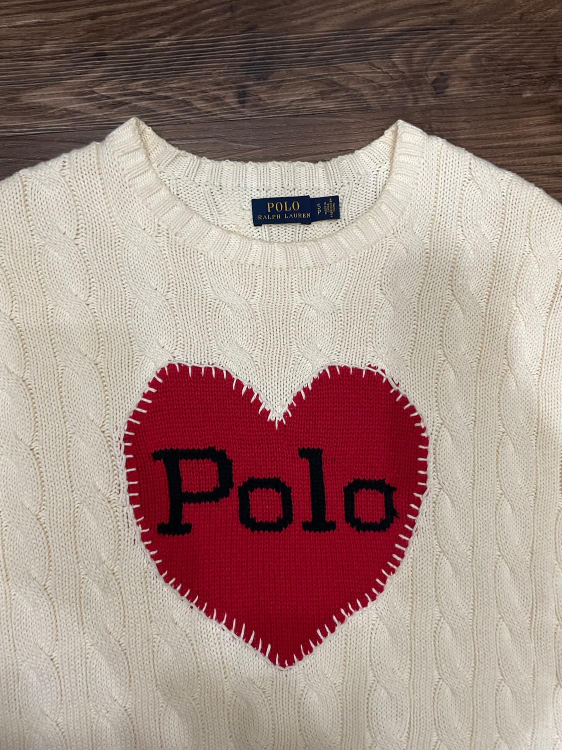 폴로 랄프로렌 하트 케이블 니트 스웨터 아이보리 상품이미지2