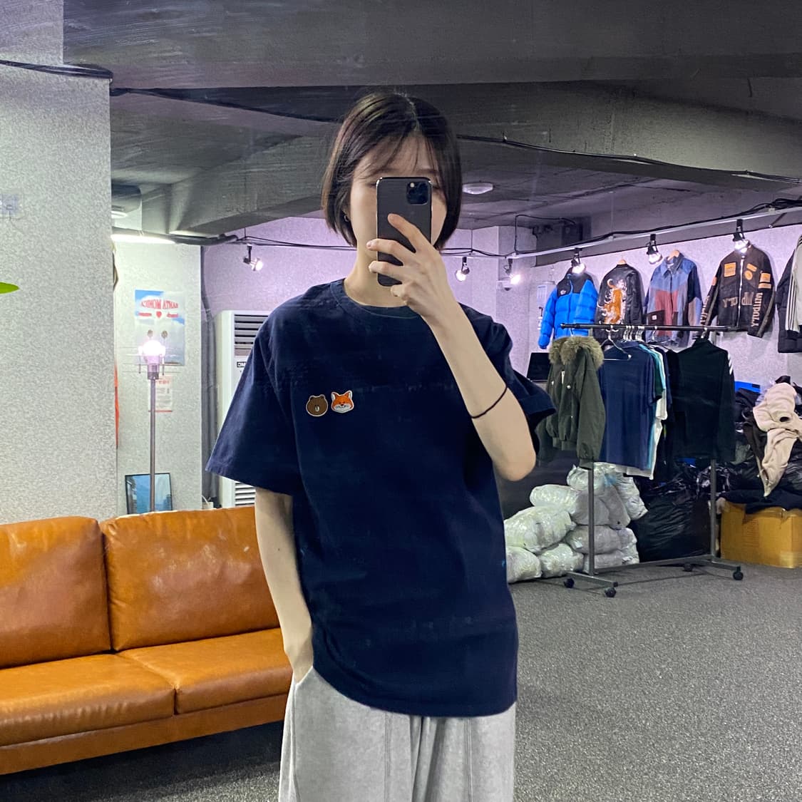 메종키츠네X라인프렌즈 패치로고 반팔티 B3953 상품이미지1