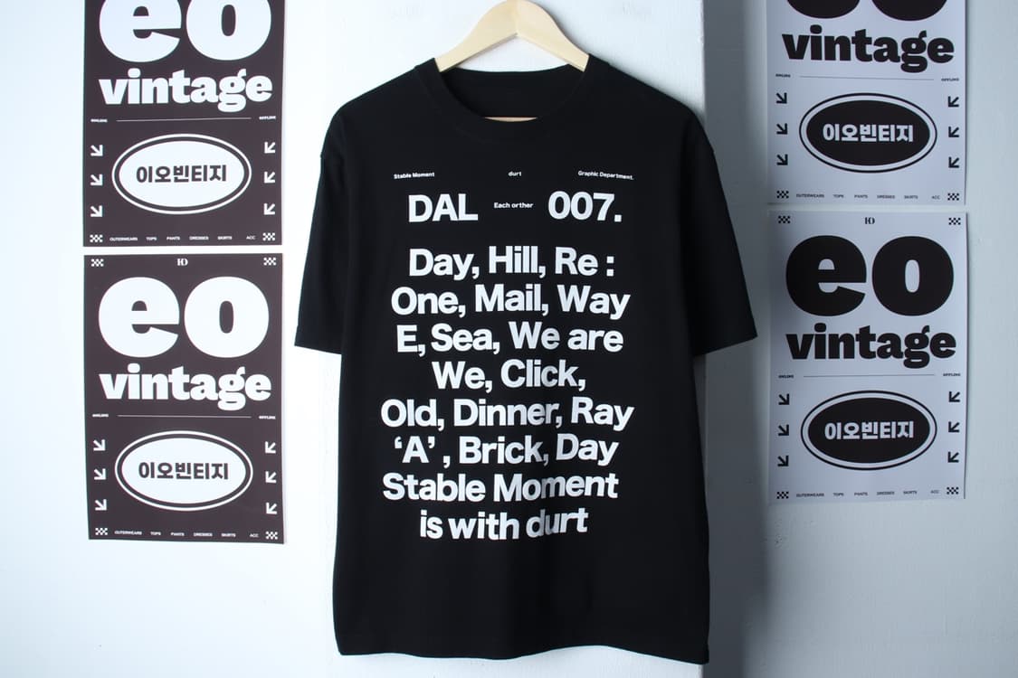 (L-XL) 더트 반팔 티셔츠 레터링 블랙 올드스쿨-H33497 상품이미지2