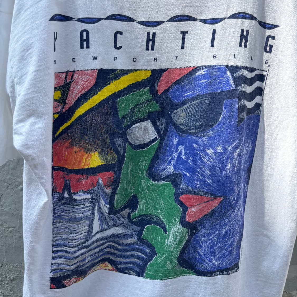  (L) 90s 오리지널 뉴포트 블루 빈티지 야팅 추상화 반팔  상품이미지4