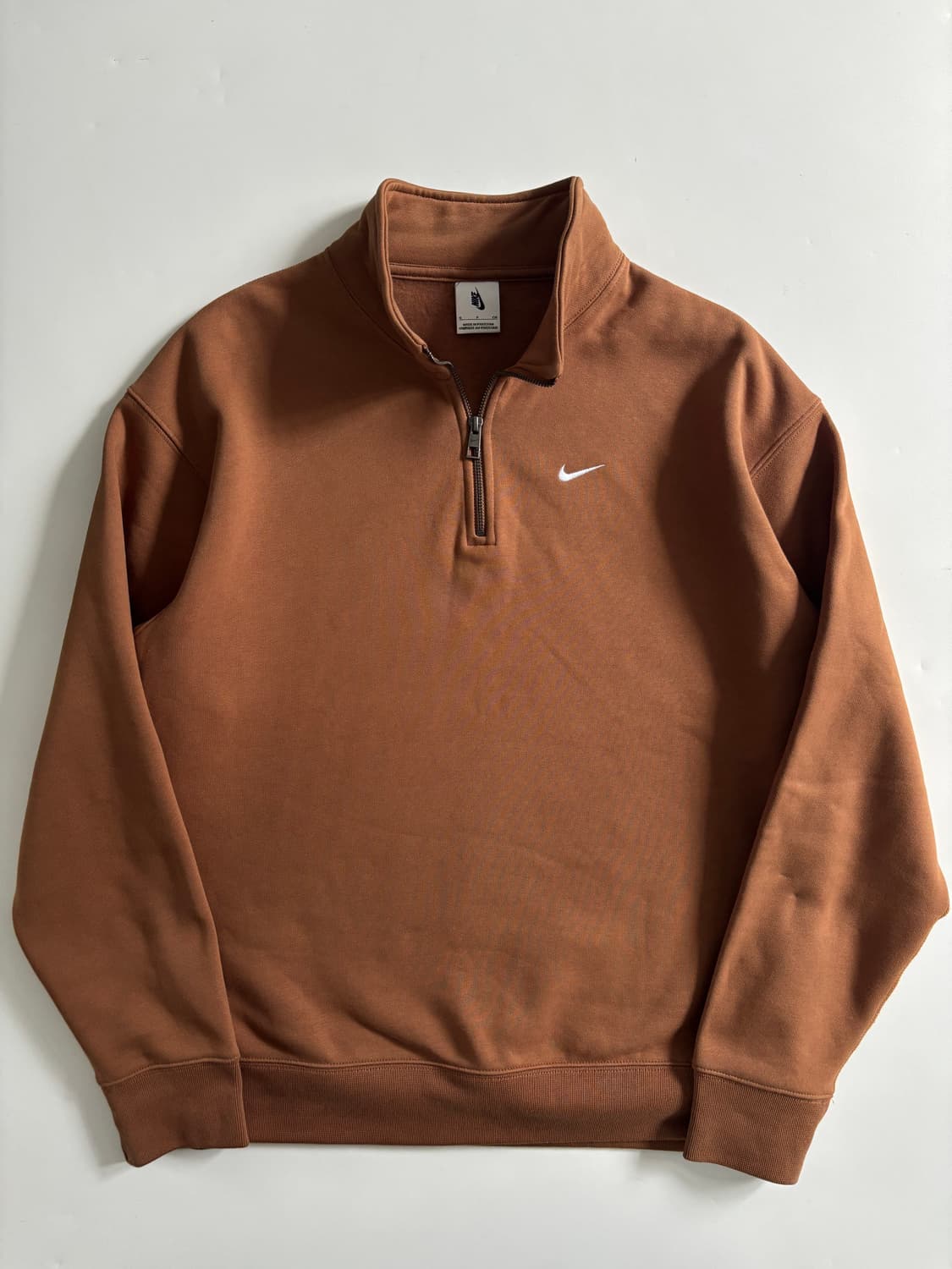 Nike 나이키 NRG 스우시로고 브라운컬러 반집업 맨투맨 상품이미지1