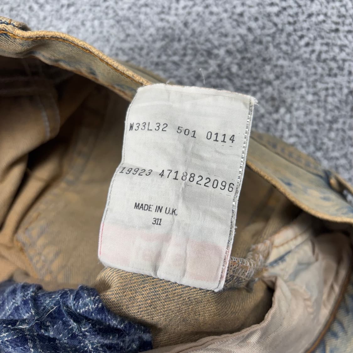 리바이스 501 Uk 레더 포켓 디스트로이드 워싱 데님 팬츠 상품이미지7