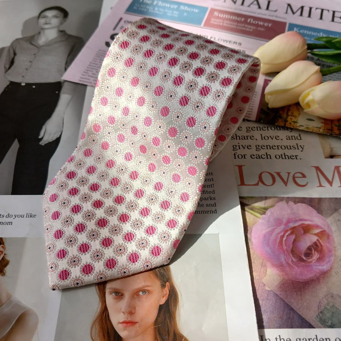 니나리치 실크 플라워 자수 패턴 넥타이 9.4cm A등급 A19889 상품이미지2