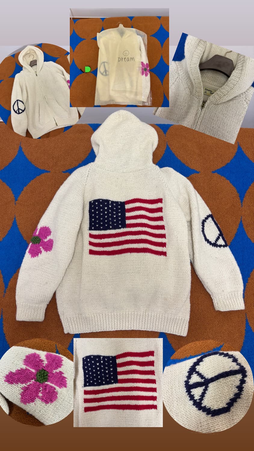 Macmahon 맥마혼 니팅 밀스 성조기 핸드니트스웨터 왈데스 투웨이자켓 상품이미지1