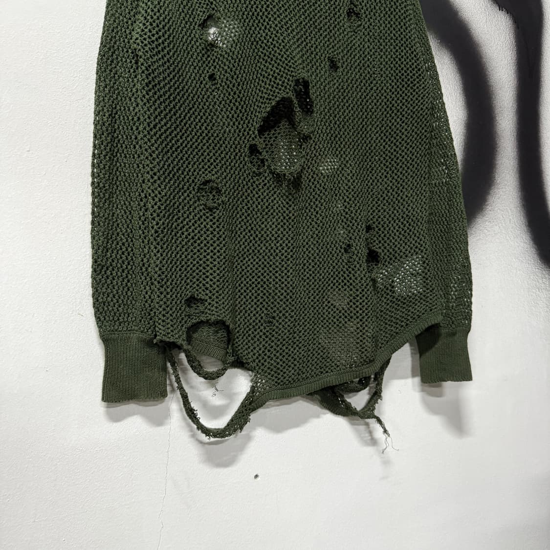 VTG 빈티지 카키 그린 루즈핏 데미지 니트 상품이미지4