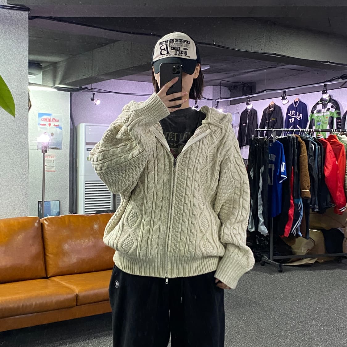 트릴리온 케이블 니트 후드 집업 B2996 상품이미지1