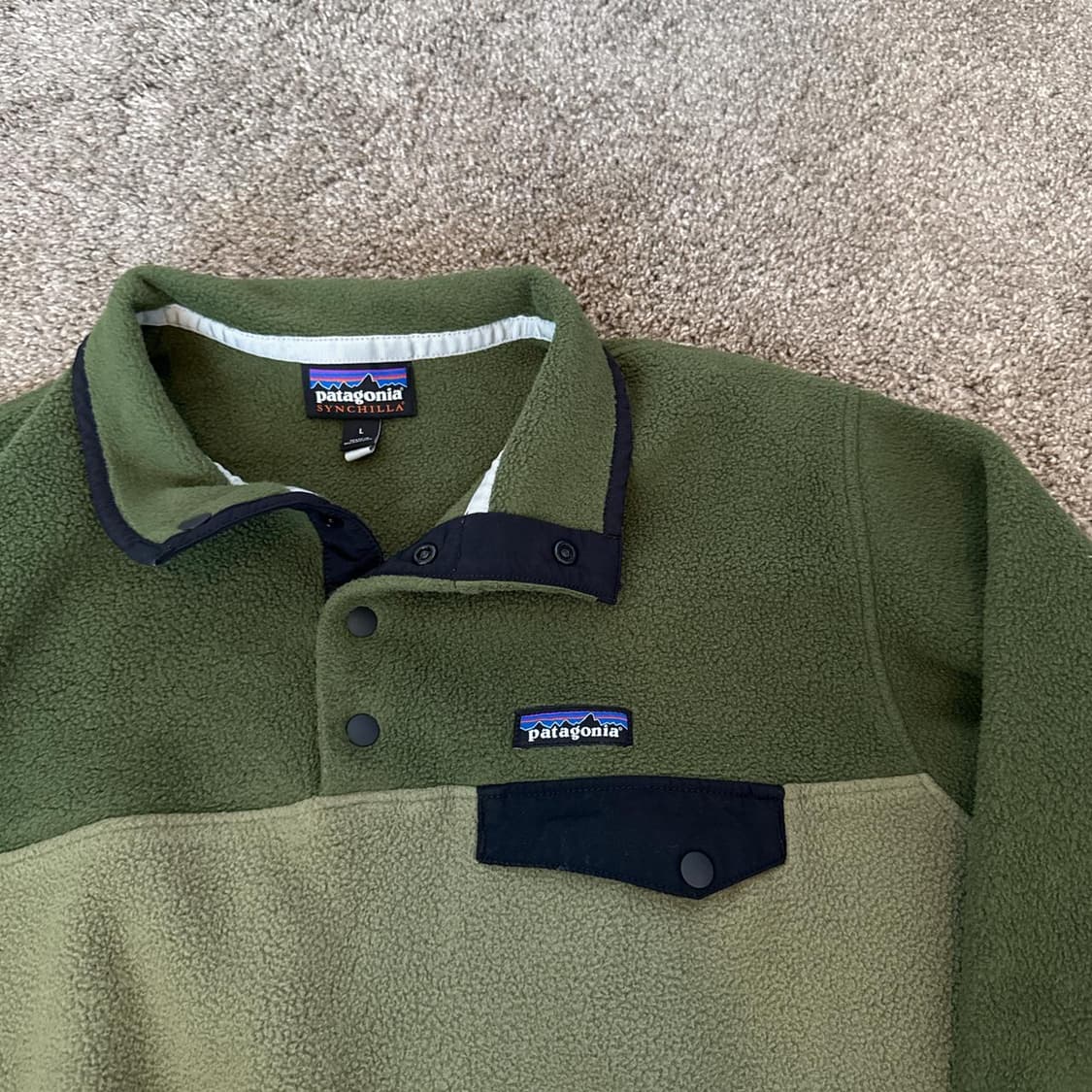 15FW 파타고니아 클래식 신칠라 스냅-티 플리스 풀오버 올리브/세이지 상품이미지2