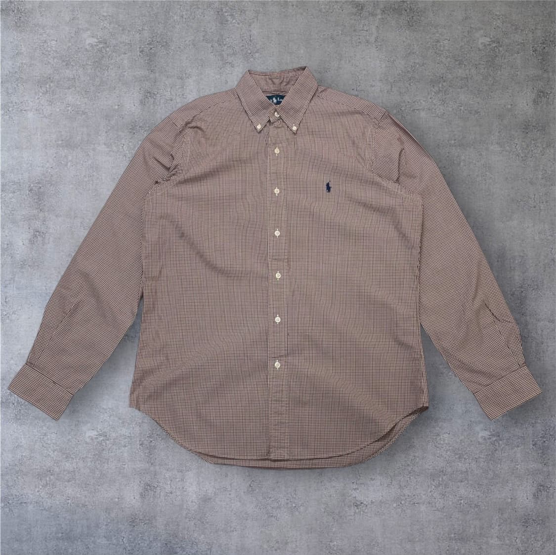 폴로 랄프로렌 버건디 마이크로 체크 클래식핏 버튼다운 셔츠 15반(M) 상품이미지1