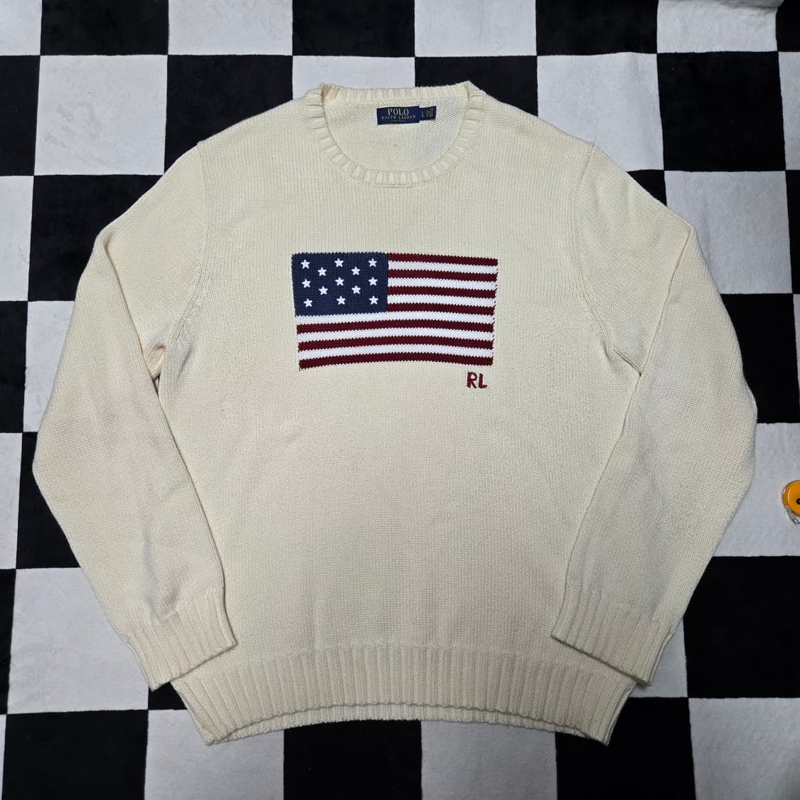 L 폴로랄프로렌 성조기니트 크림 Made in usa 상품이미지1