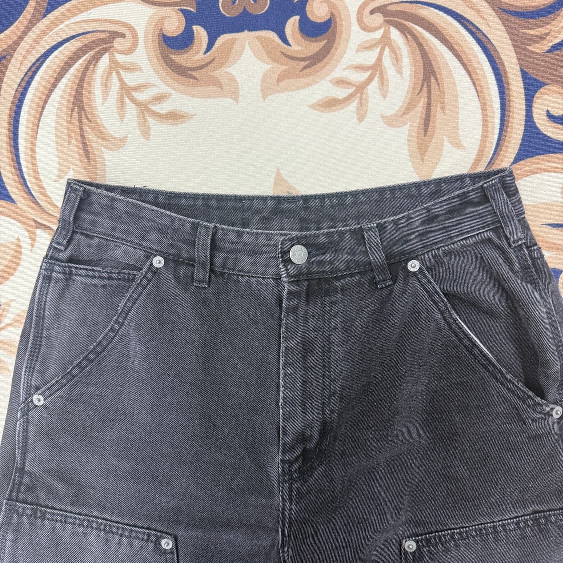 (S)디스이즈네버댓  흑청 더블니 데님팬츠 상품이미지2