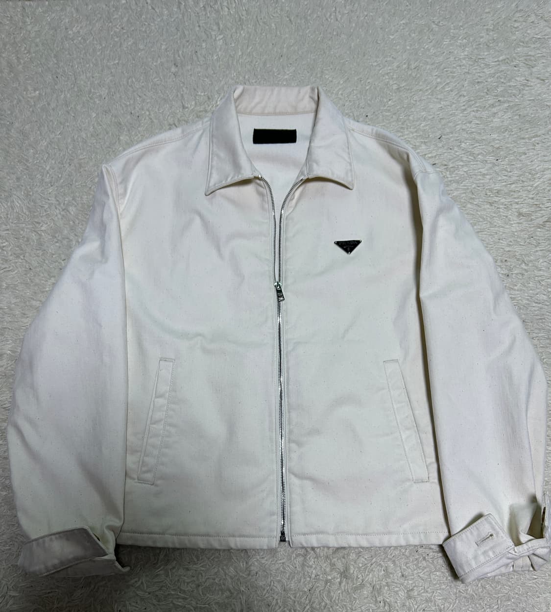 [L, 105] 프라다 벨벳 데님 자켓 아이보리 상품이미지1