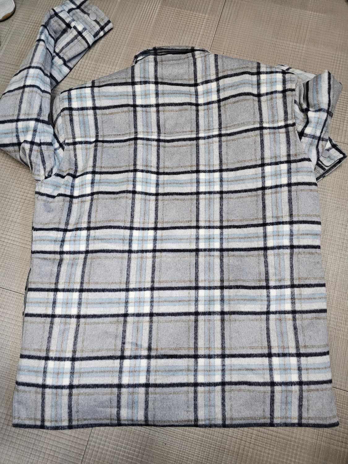 플랙 PLAC 퀄팅 누빔 패딩 체크셔츠 자켓 그레이 상품이미지5