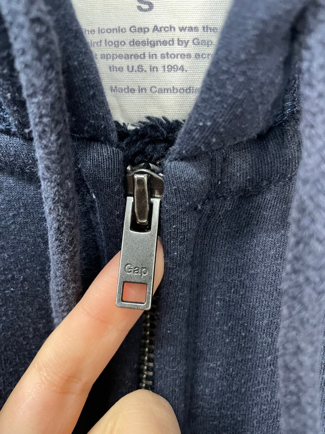 갭 네이비 로고 보아털 후드집업 H992 상품이미지4