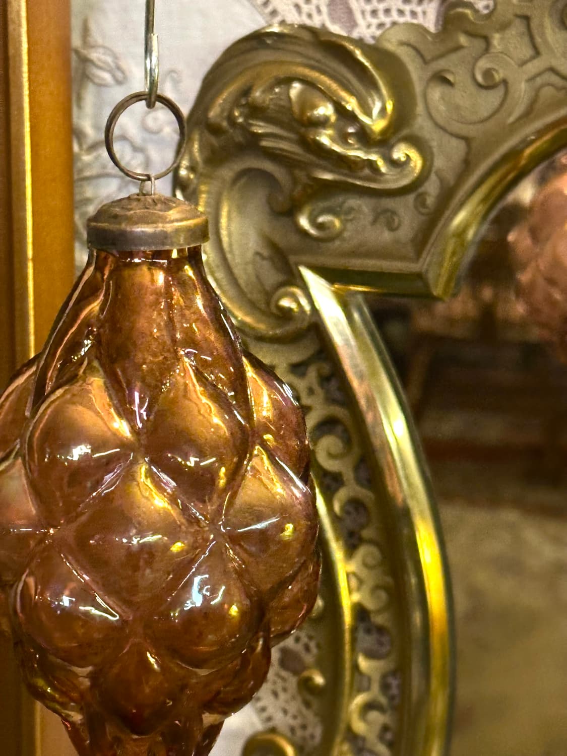 독일 앤틱 아트글라스 핸드블로운 크리스마스 트리 오너먼트(쿠퍼색) 상품이미지5