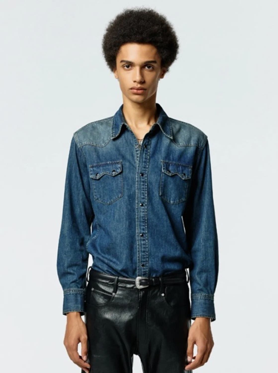 [m] 세비지 데님 웨스턴 셔츠 빈티지 블루 상품이미지1