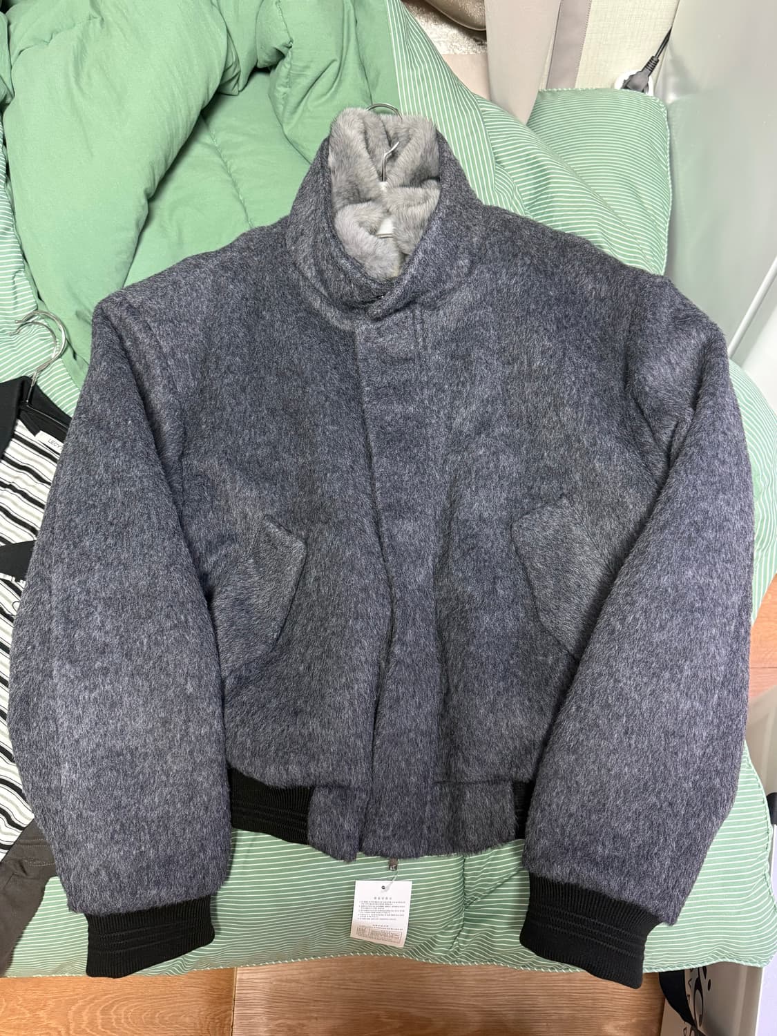 헬렛 알파카 해링턴 자켓 그레이 새상품 L 상품이미지6