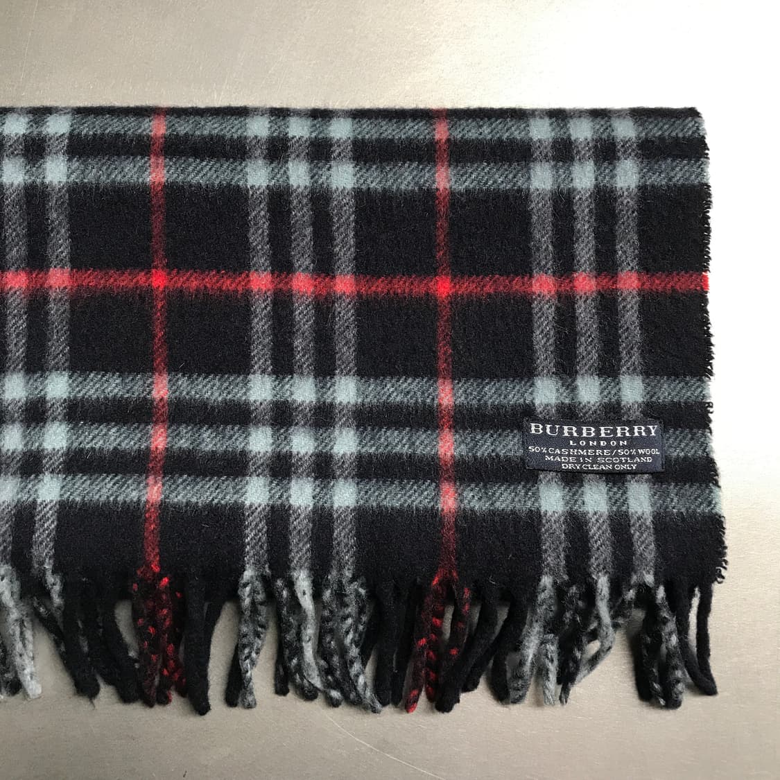 버버리 정품 캐시미어/울 머플러 네이비 상품이미지2