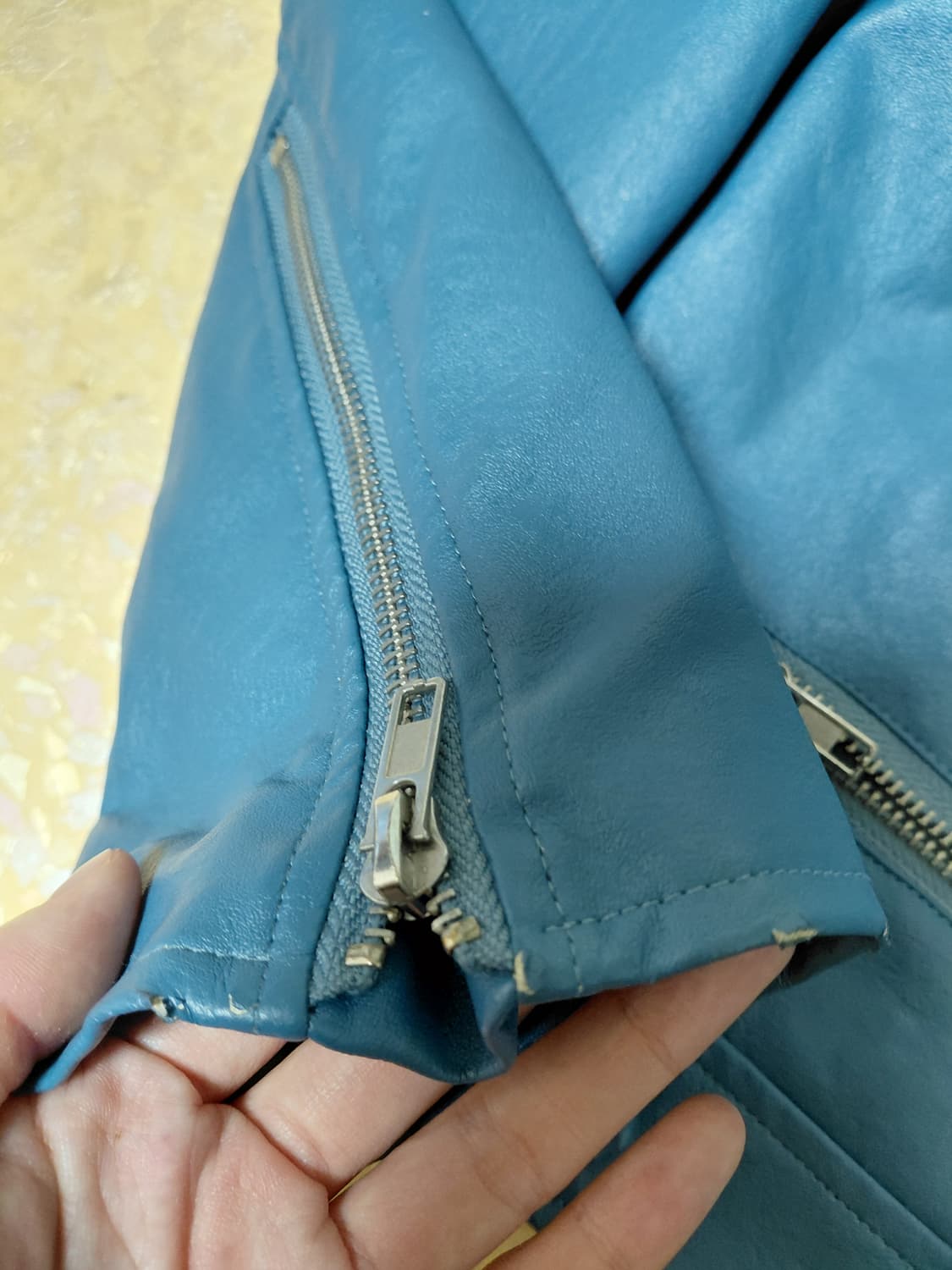 블루 레더자켓 상품이미지5