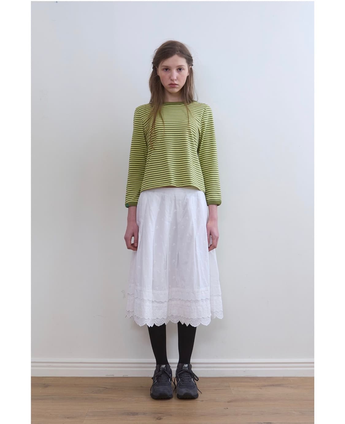 노컨텐츠 336. 핀턱 레이스 스커트 _ 화이트 상품이미지1