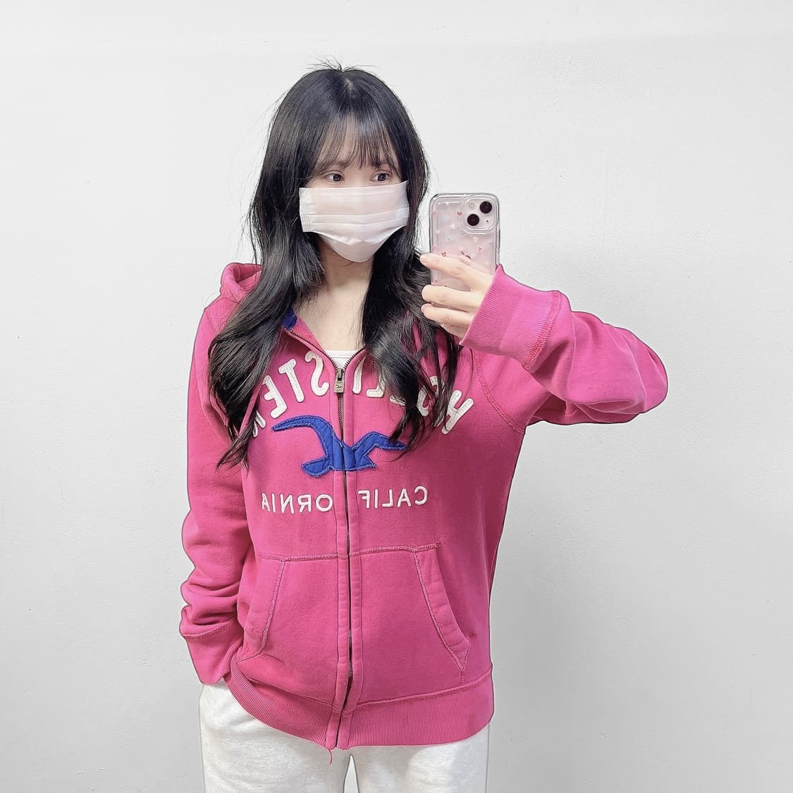 홀리스터 아치 로고 후드집업 핑크 상품이미지1