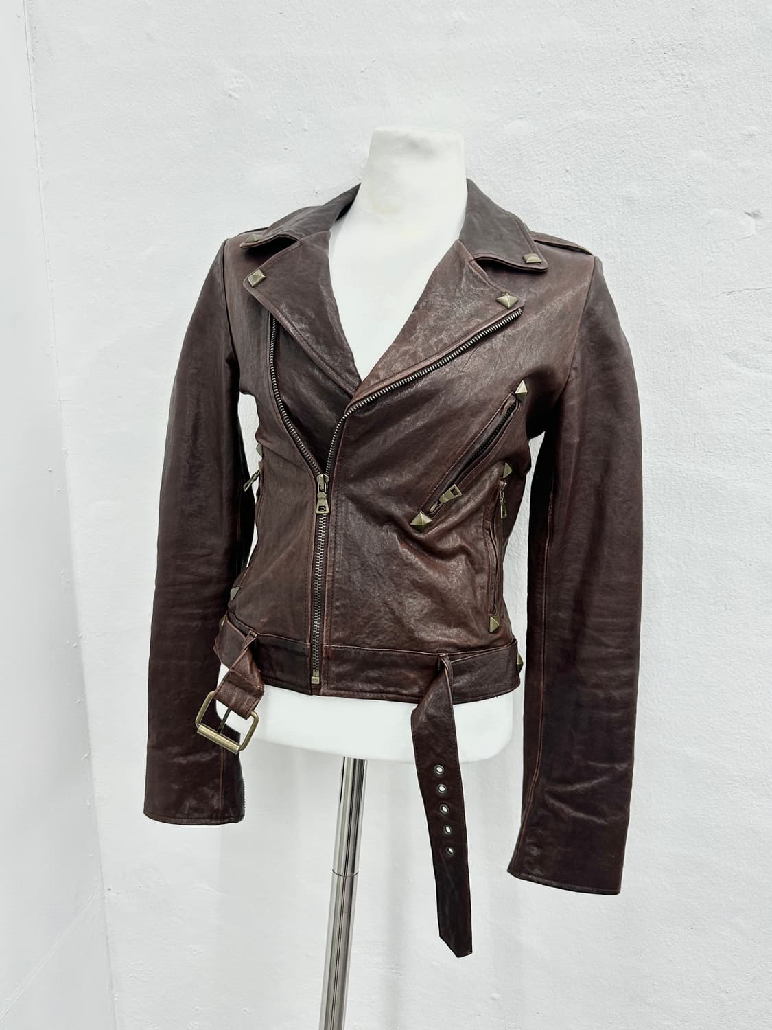 Lambs leather gold stud buttoned jacket 상품이미지1