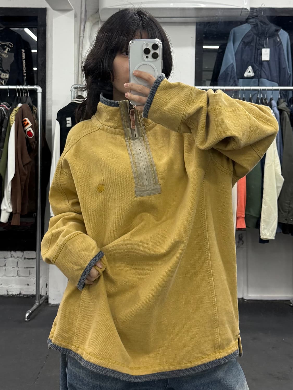 VTG 코튼 데님 넥 오버핏 롱슬리브 상품이미지3