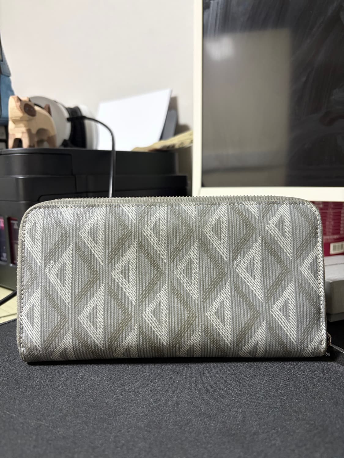 디올 지퍼 장시갑 디올 CD 다이아몬드 캔버스 그레이 상품이미지2