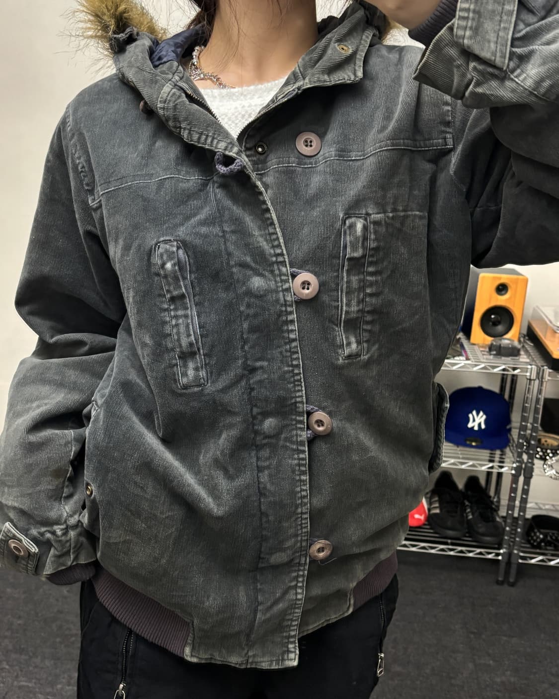 올드 빈티지 코듀로이 퍼 후드 점퍼 상품이미지3