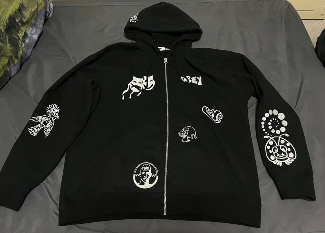 obey , 스트릿 패치 후드집업 ( 블랙 / XL )  상품이미지1