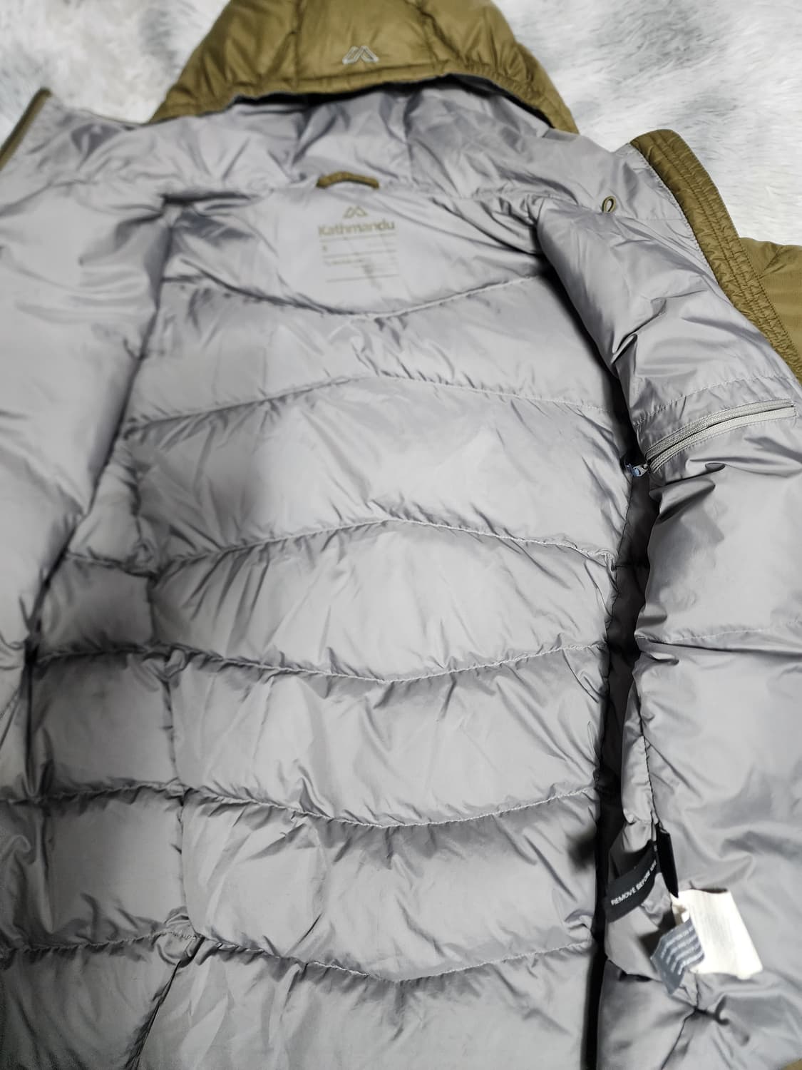 카트만두 펜텍스  후드 덕다운 패딩 점퍼 카키 상품이미지3