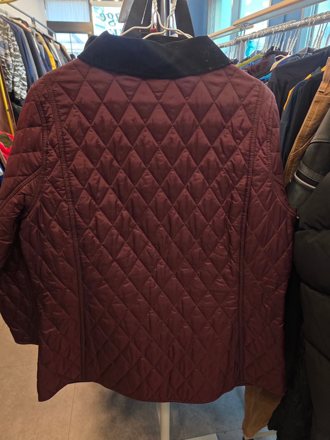 바버 퀼팅 자켓 버건디 코듀로이 카라 상품이미지3