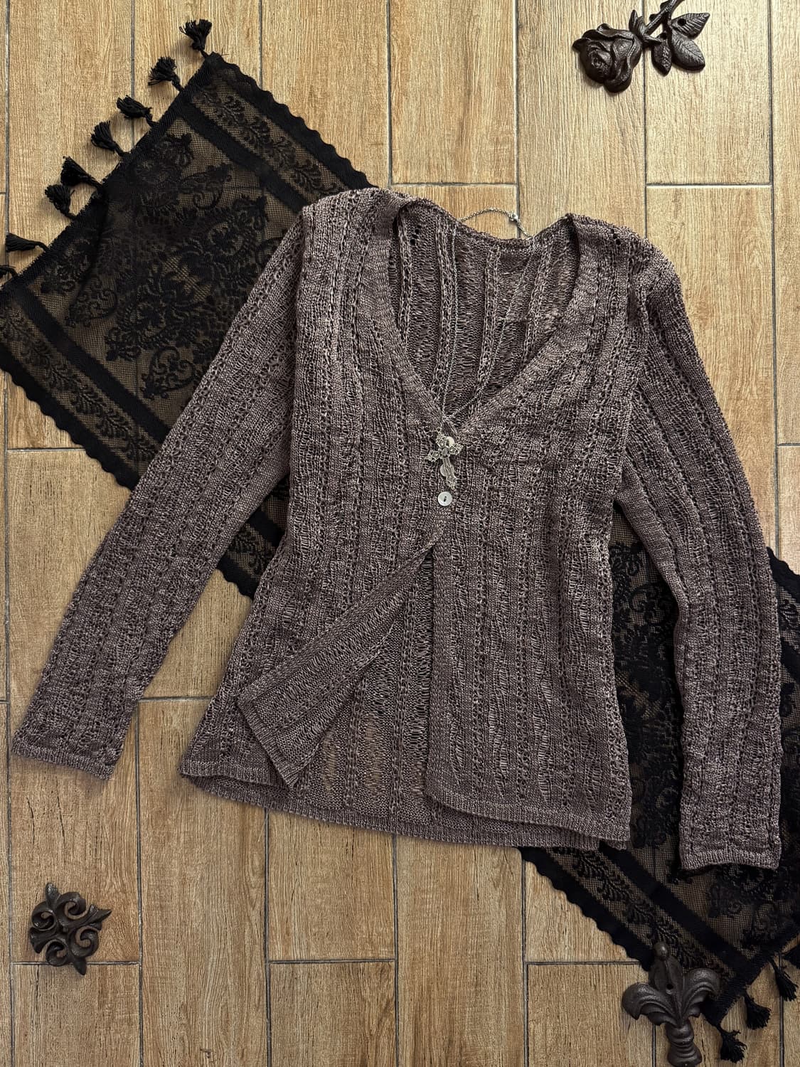 Three-button Net Cardigan 0119 상품이미지1