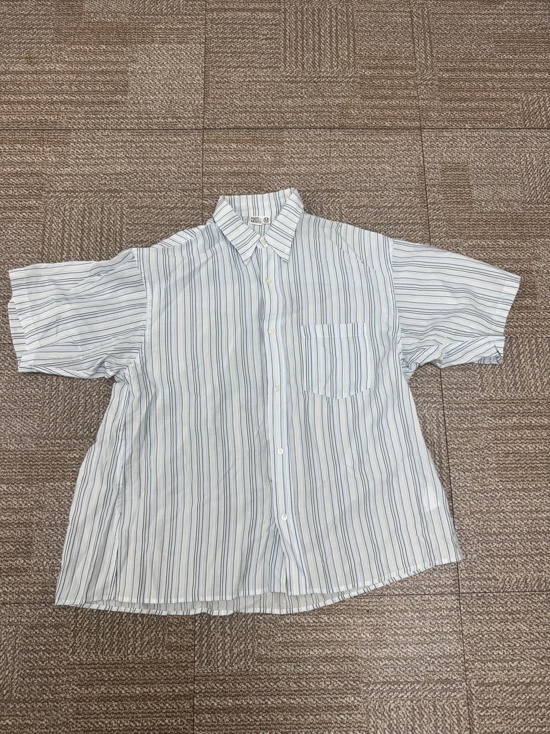 파트리먼트 멀티 스트라이프 a-라인 오버핏 하프 셔츠 스카이 상품이미지3