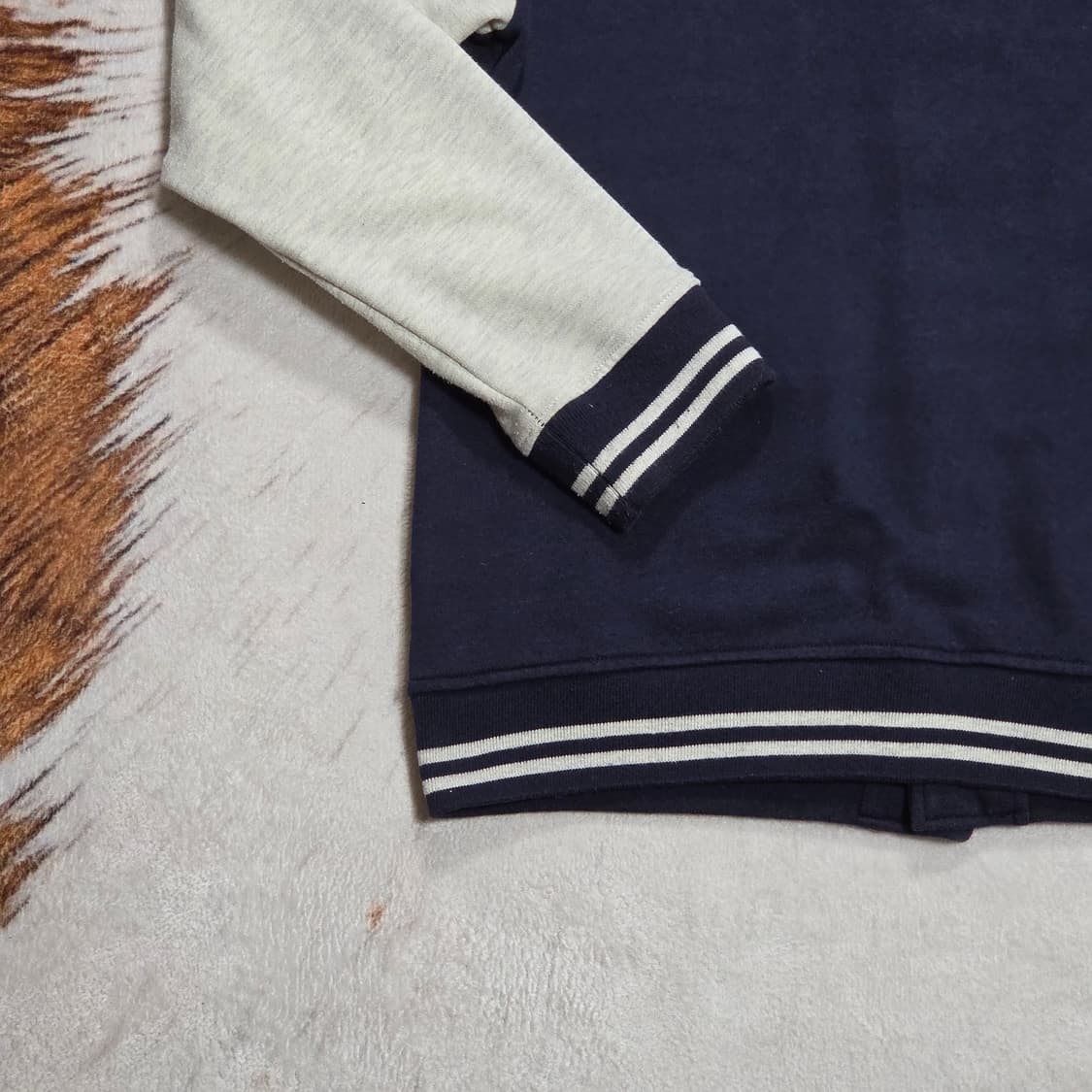 일본 빈티지 네이비 그레이 배색 바시티자켓 상품이미지6