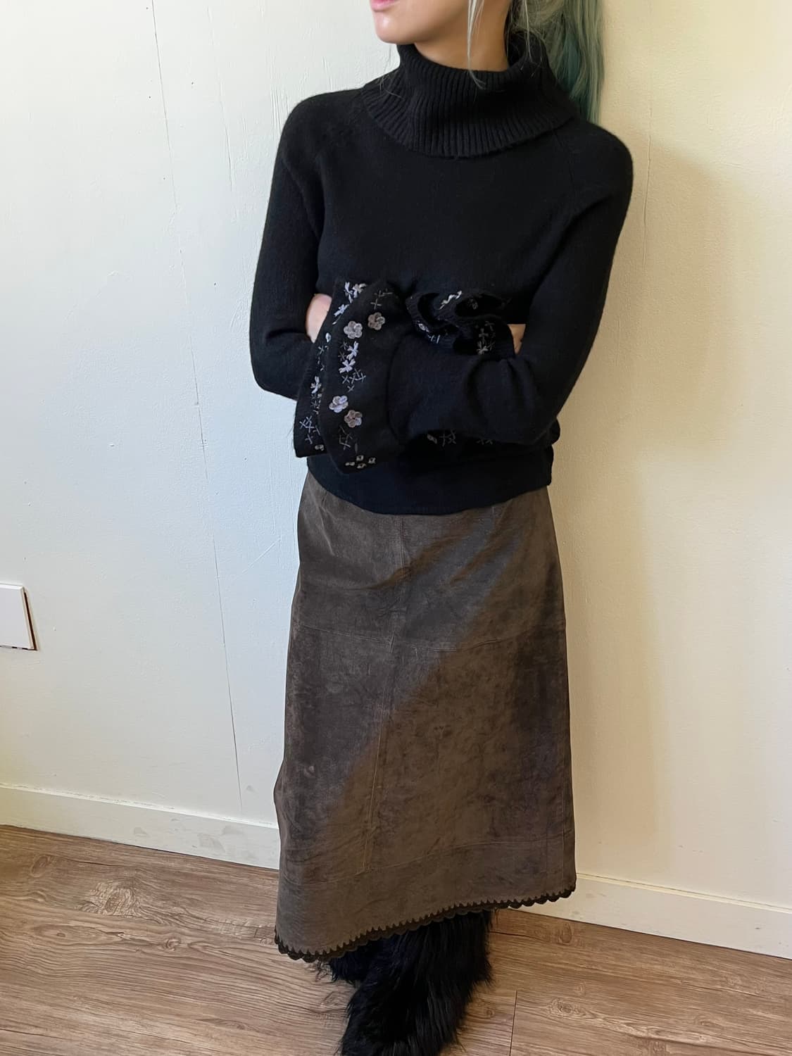 COMME CA 피그스킨 브라운 스커트 상품이미지5