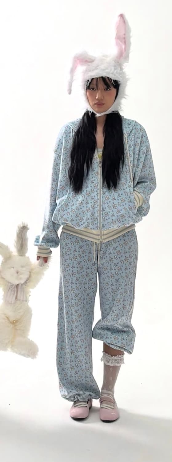 민지에나 셋업 RABBIT fluffy babi blue 상품이미지7